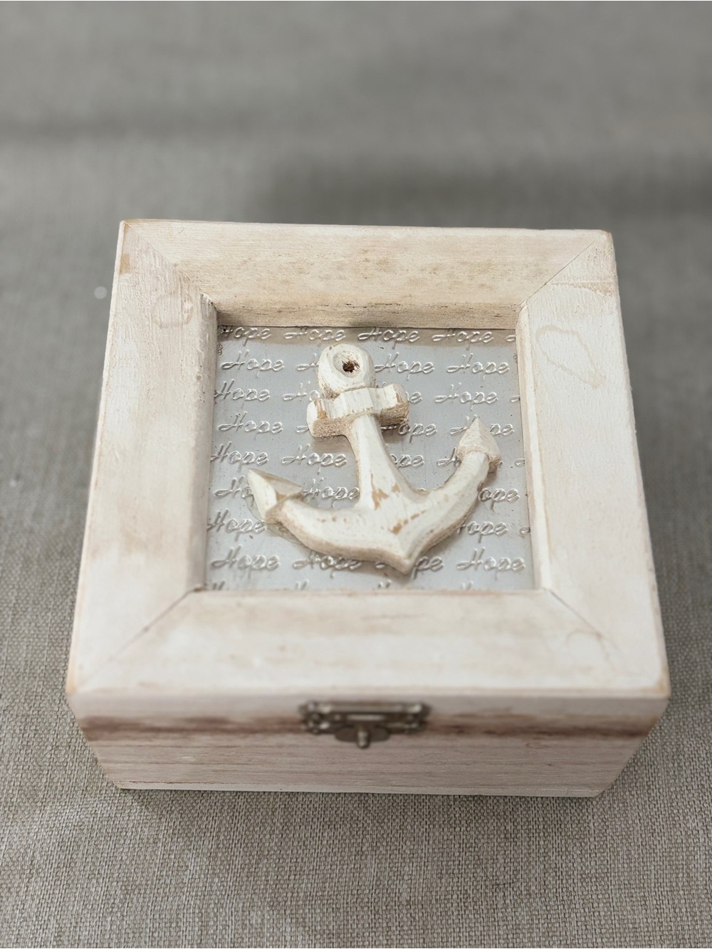Wooden Anchor Jewelry Box Organizer - Whitewashed